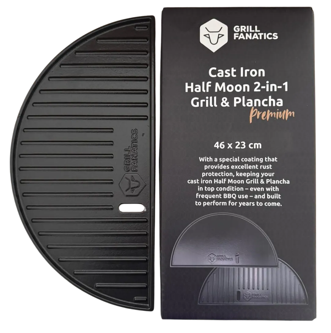 Grill Fanatics halvmåne grillplate plancha 46 cm støpejern