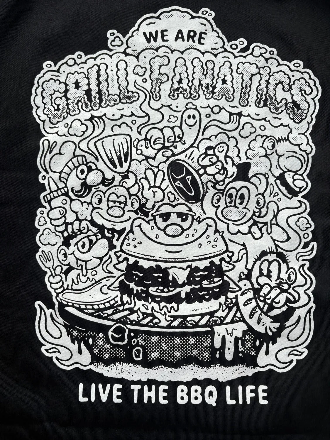 Grill Fanatics loose fit T-skjorte med burgertrykk