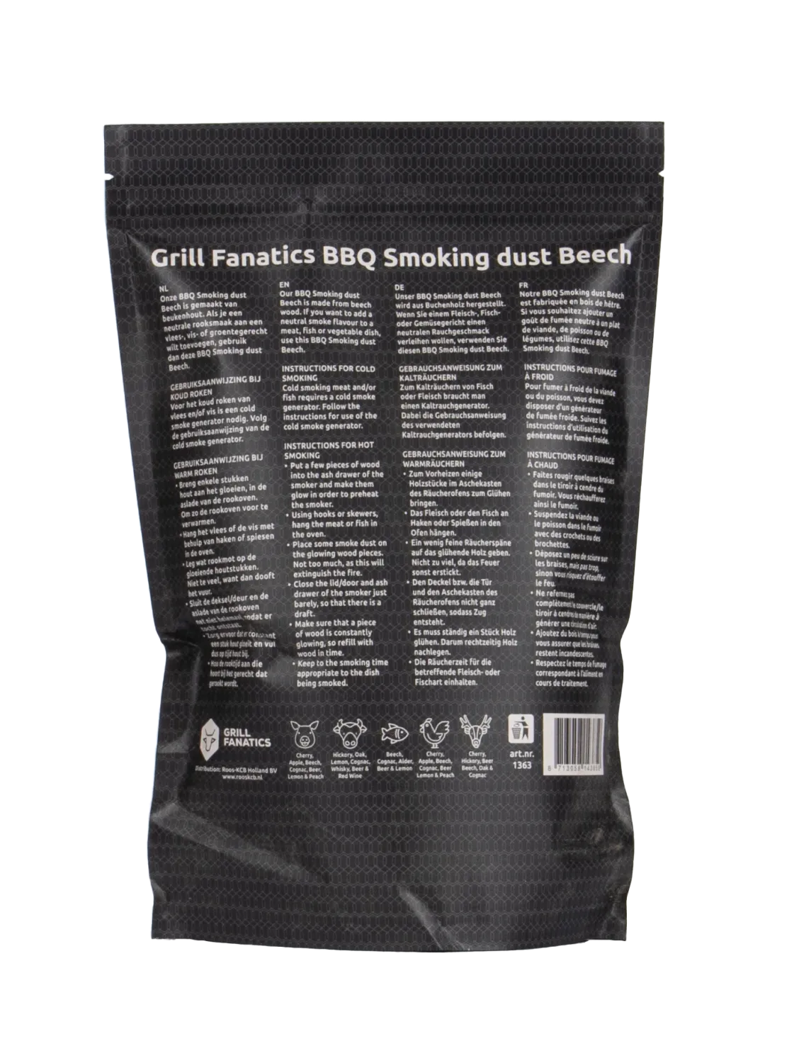Grill Fanatics BBQ røykmel bøk til kaldrøyking