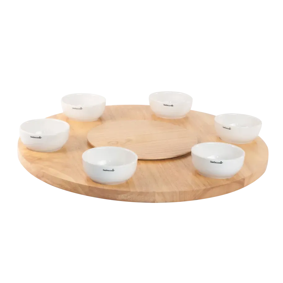 Barbecook Joya roterende serveringsbrett med 6 skåler i gummitre