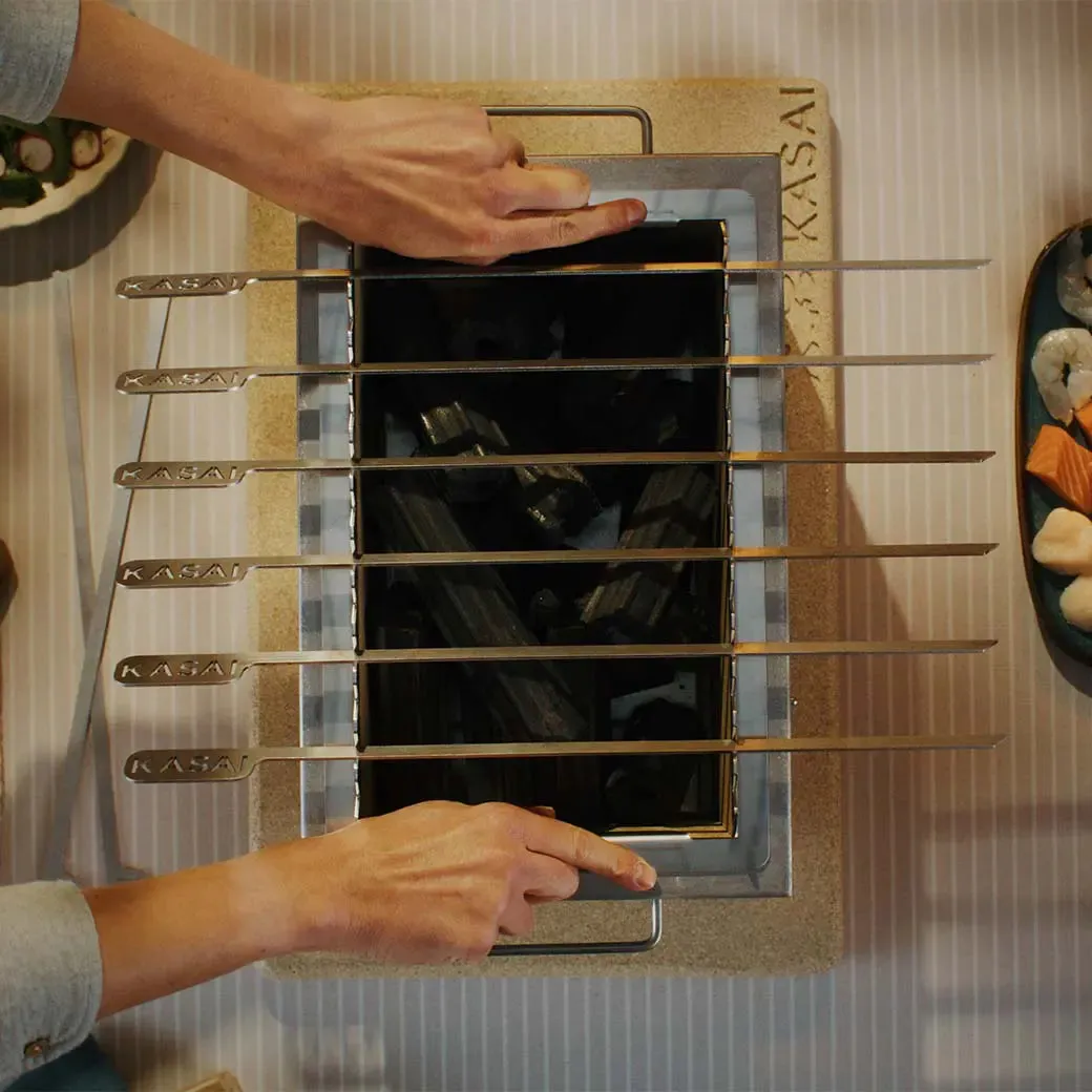 Kasai Konro Skewer Rack & Skewers grillspydstativ Nano Kasai
