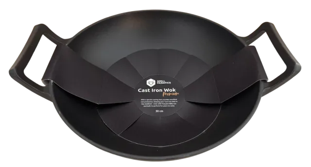 Grill Fanatics støpejernswok 30 cm med rustbeskyttende belegg