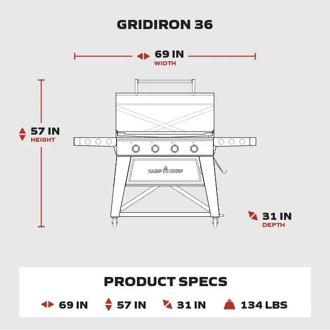 Camp Chef Gridiron 36 flat top grill jevn varme