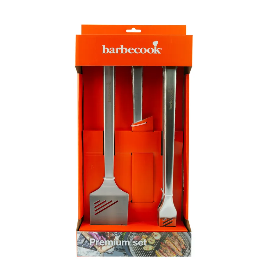 Barbecook Premium grillredskapssett med stekespade, kniv og tang