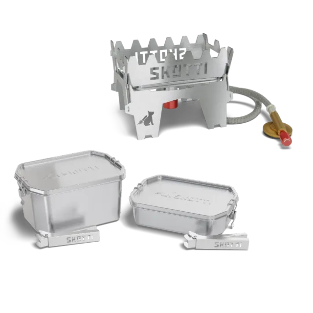 SKOTTI BOOSTER BUNDLE campingkomfyr og kokebokser