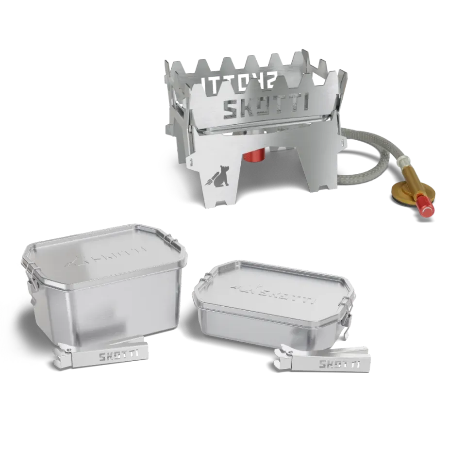 SKOTTI BOOSTER BUNDLE campingkomfyr og kokebokser