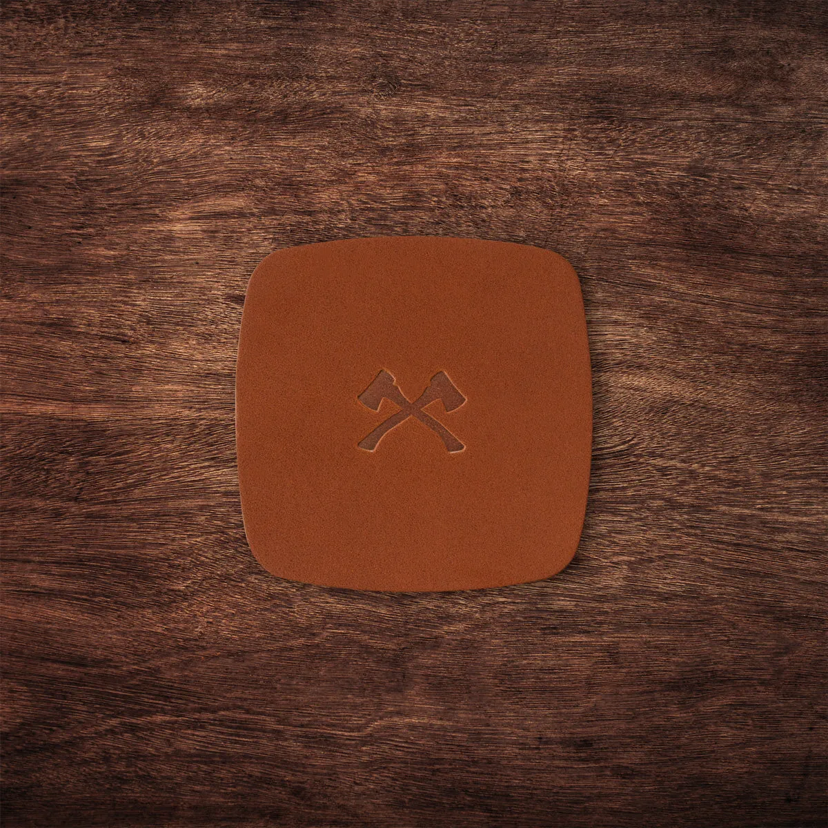 SMOKAI Leather Coaster Set glassbrikker Tan 4 stk skinn