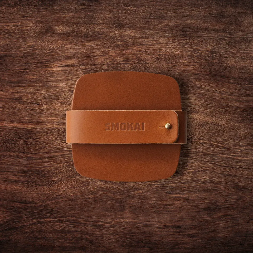 SMOKAI Leather Coaster Set glassbrikker Tan 4 stk skinn