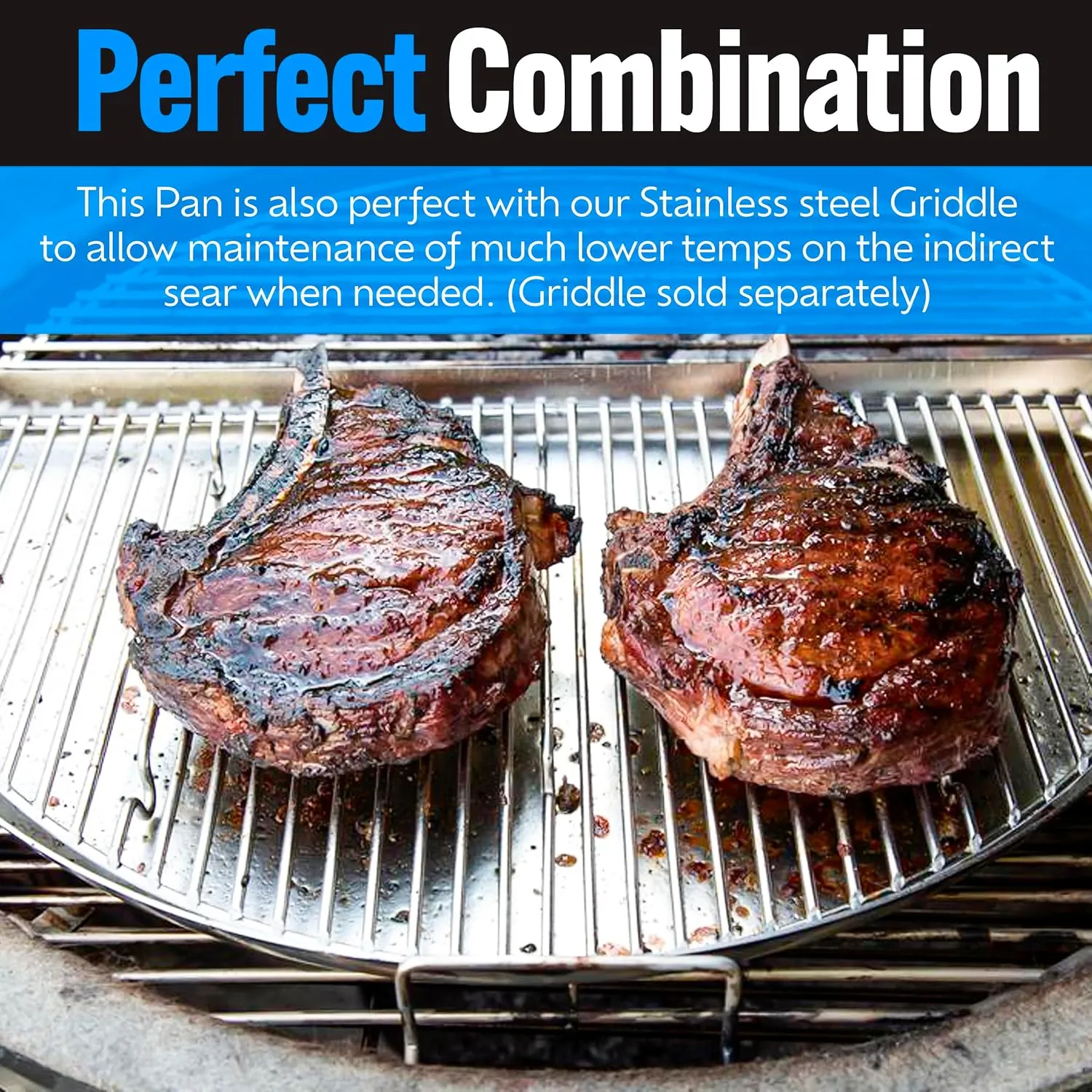 SnS Grills Drip 'N Griddle Pan grillpanne i rustfritt stål