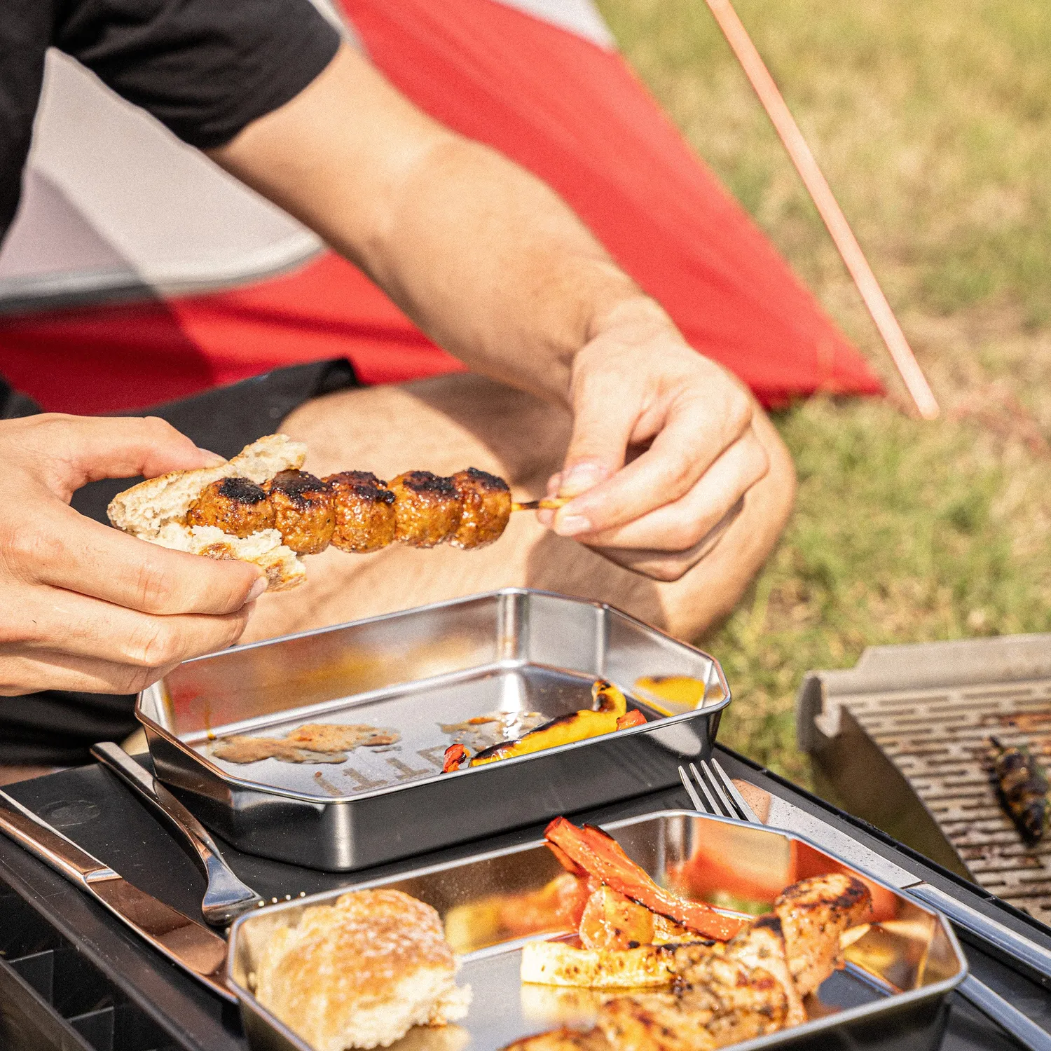 SKOTTI Camping Teller Set campingtallerkener 4 stk rustfritt stål