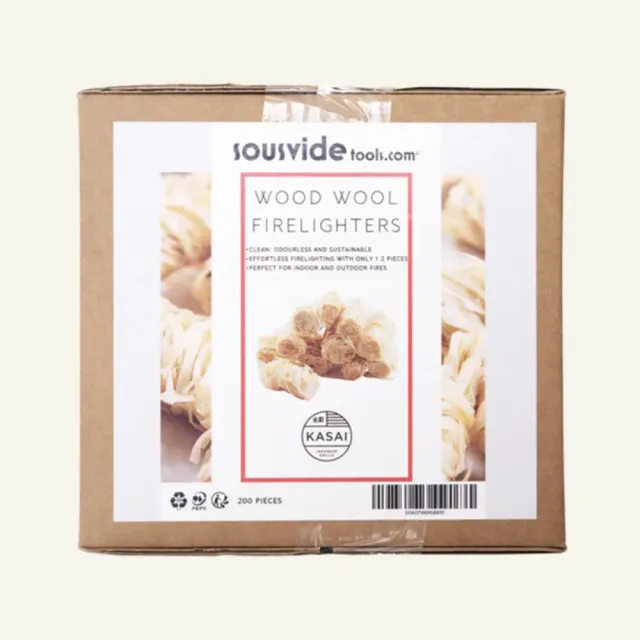 Kasai Wood Wool Firelighters opptenningsull FSC-sertifisert i eske