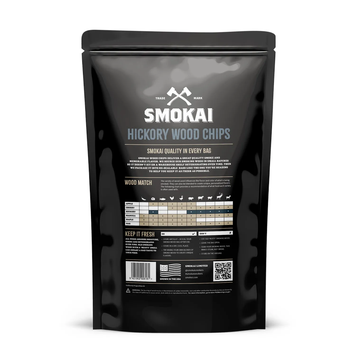 SMOKAI Premium Hickory Wood Chips røykflis 6 L hickory