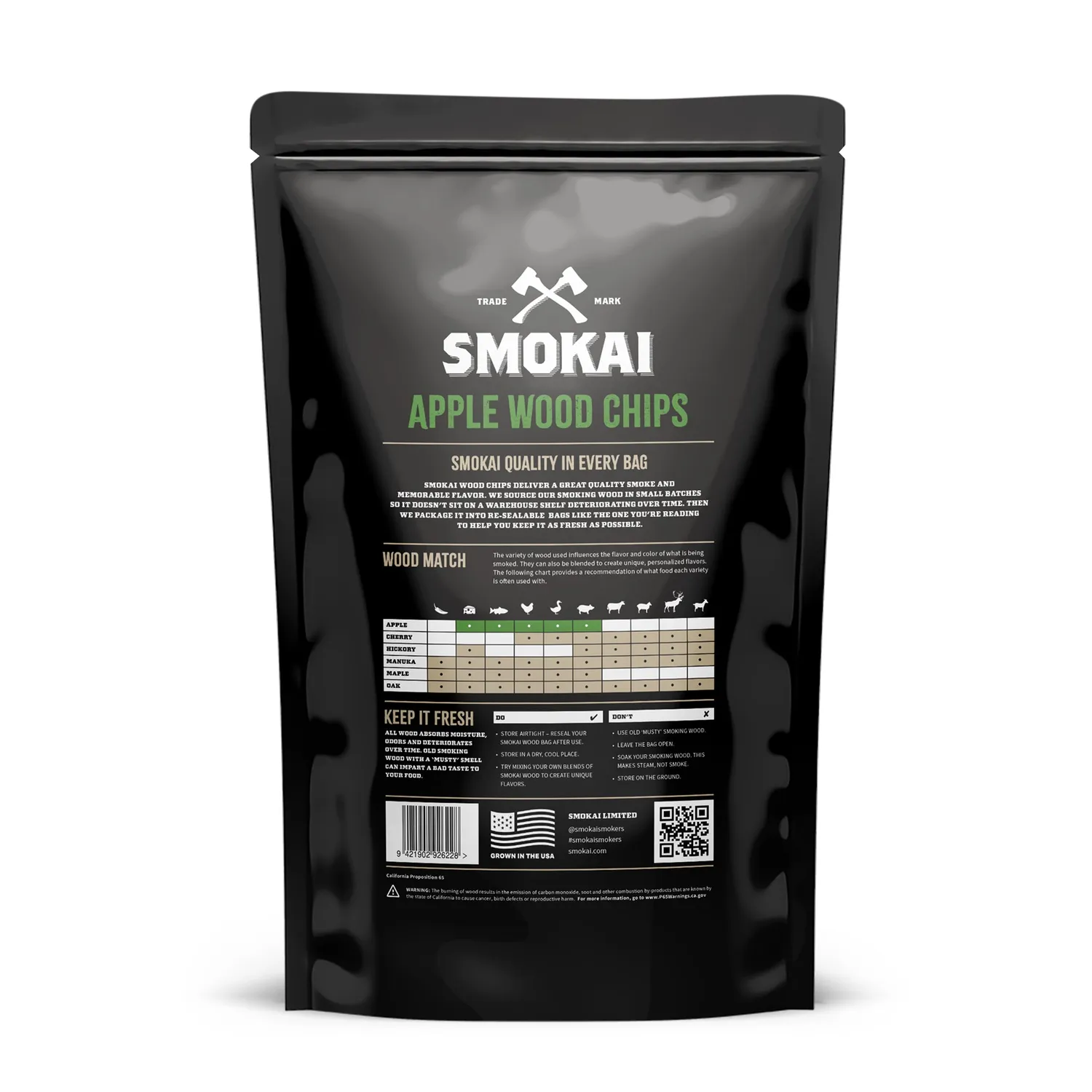 SMOKAI Premium Apple Wood Chips røykeflis 6 L lett røyk