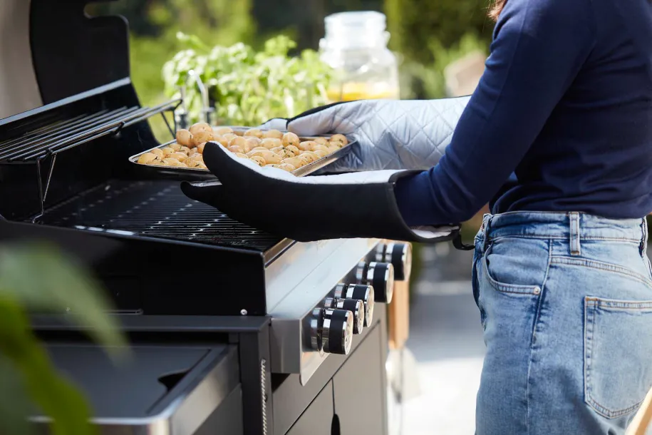 Barbecook lange grillhansker bomull svarte par