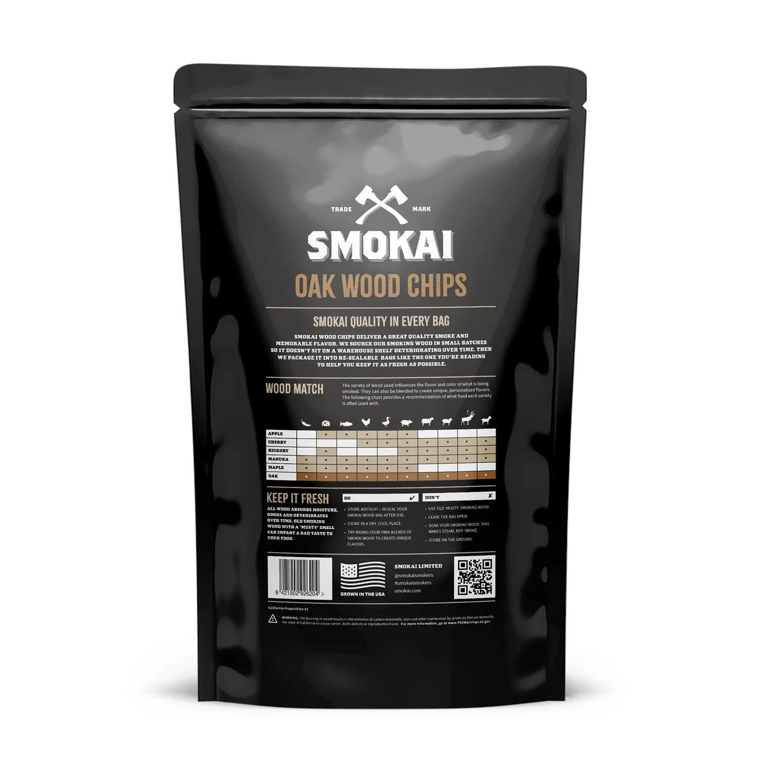 SMOKAI Premium Oak Wood Chips røykeflis 6 L middels røyk