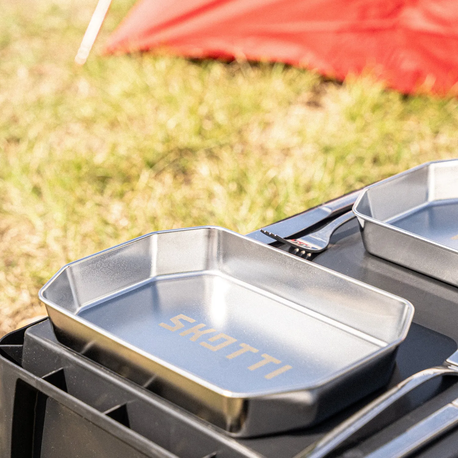 SKOTTI Camping Teller Set campingtallerkener 4 stk rustfritt stål