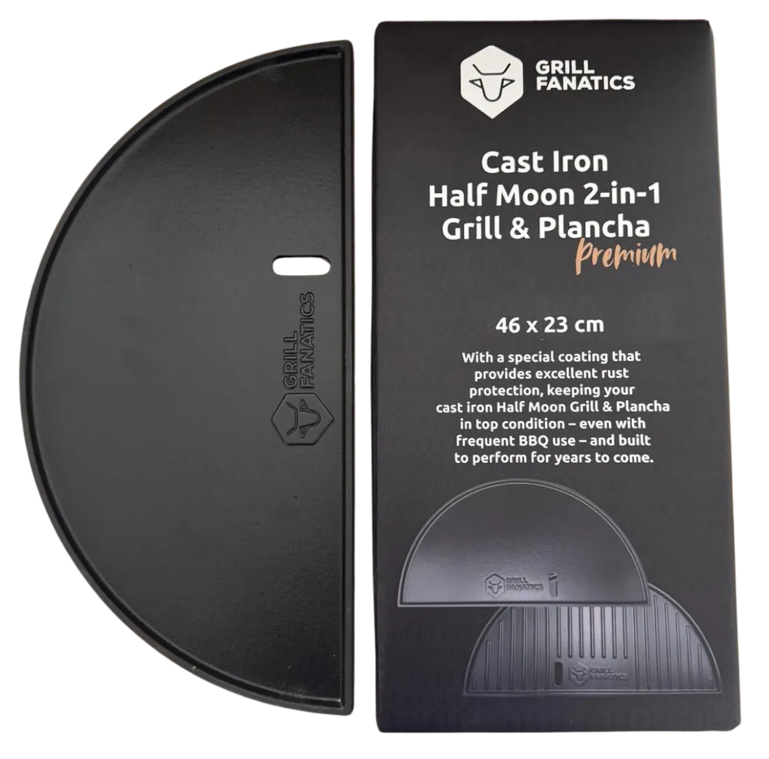 Grill Fanatics halvmåne grillplate plancha 46 cm støpejern