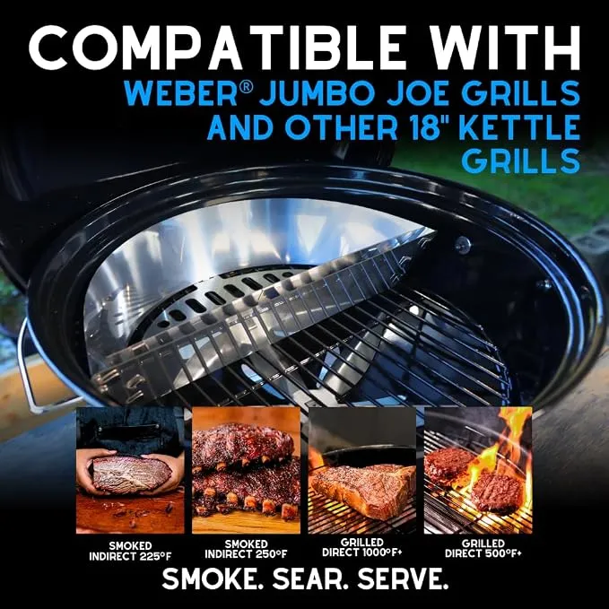 SnS Grills Slow 'N Sear 18 inch kullkurv i rustfritt stål