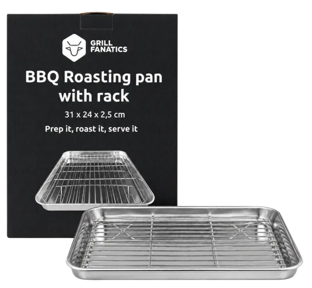 Grill Fanatics BBQ Roasting Pan with Rack stekebrett 31 x 24 cm rustfritt stål