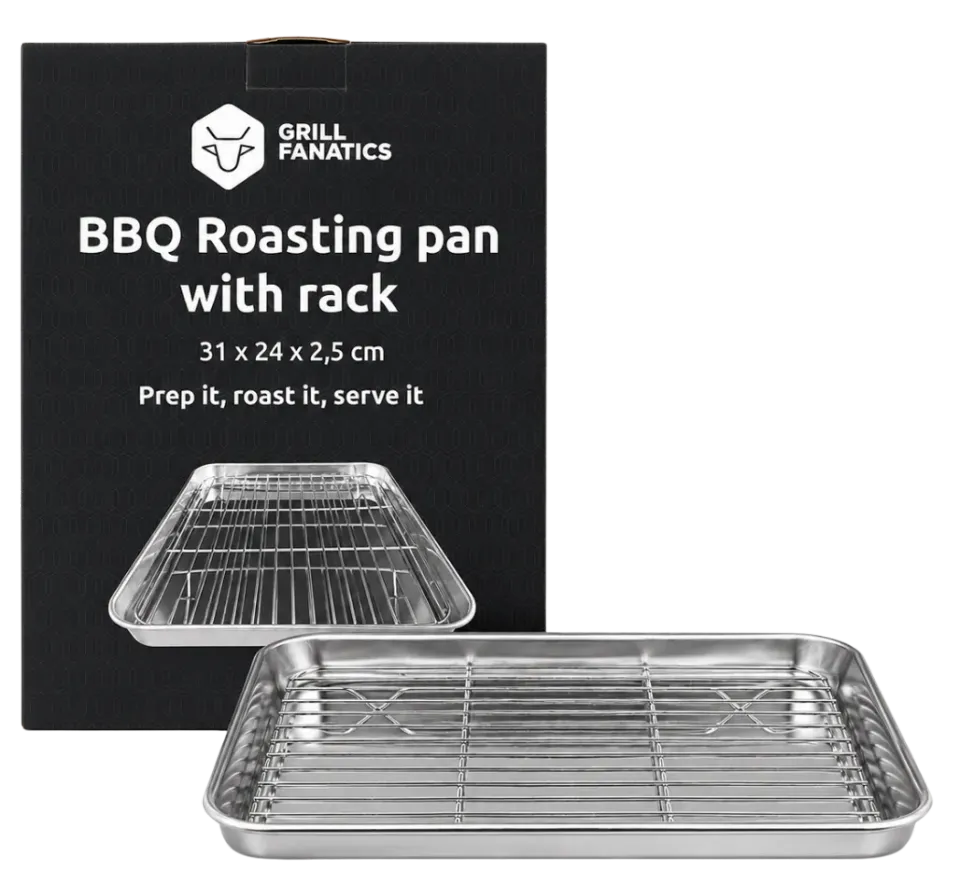 Grill Fanatics BBQ Roasting Pan with Rack stekebrett 31 x 24 cm rustfritt stål