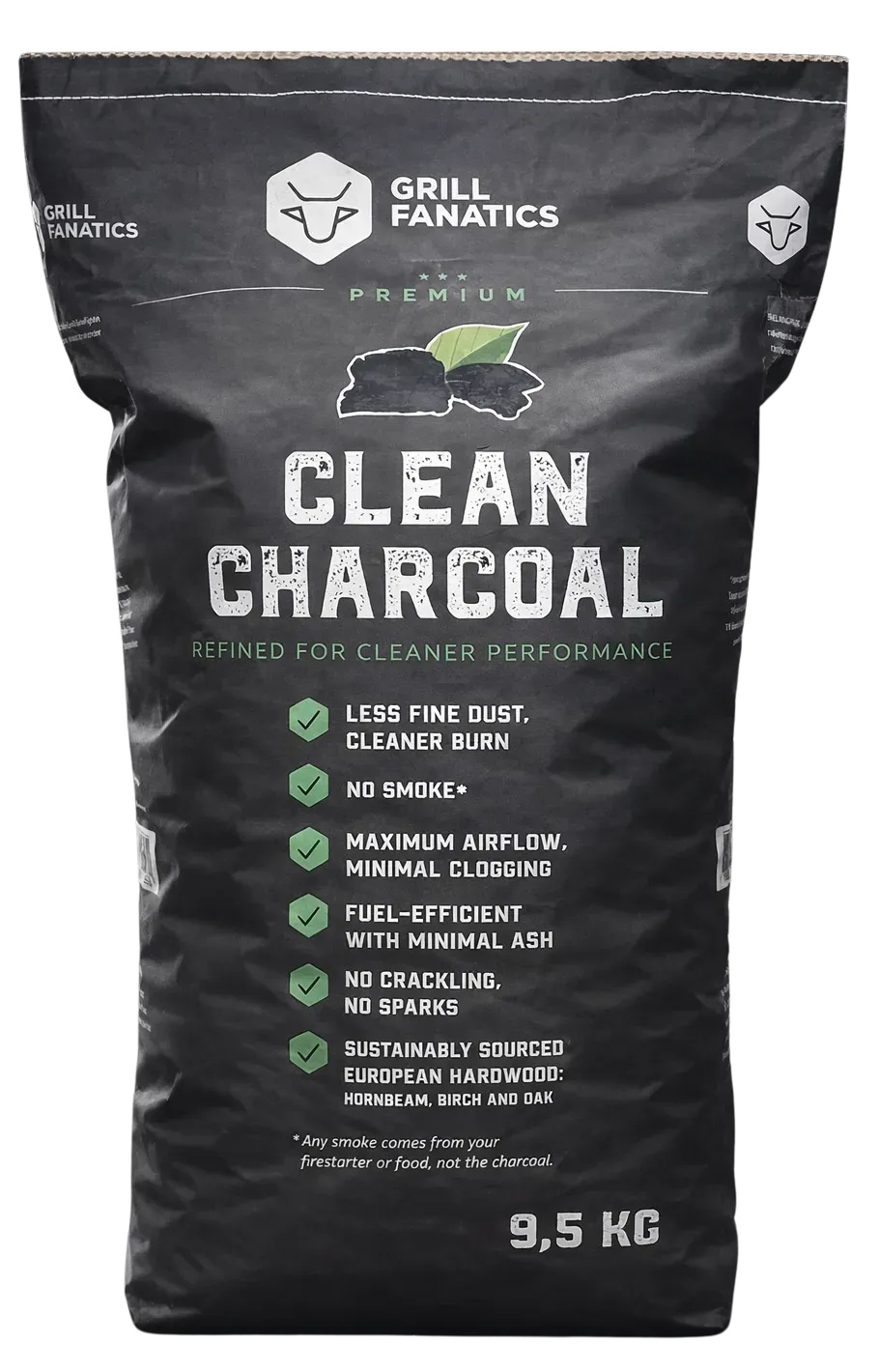 Grill Fanatics Clean Charcoal 9,5 kg grillkull lite aske