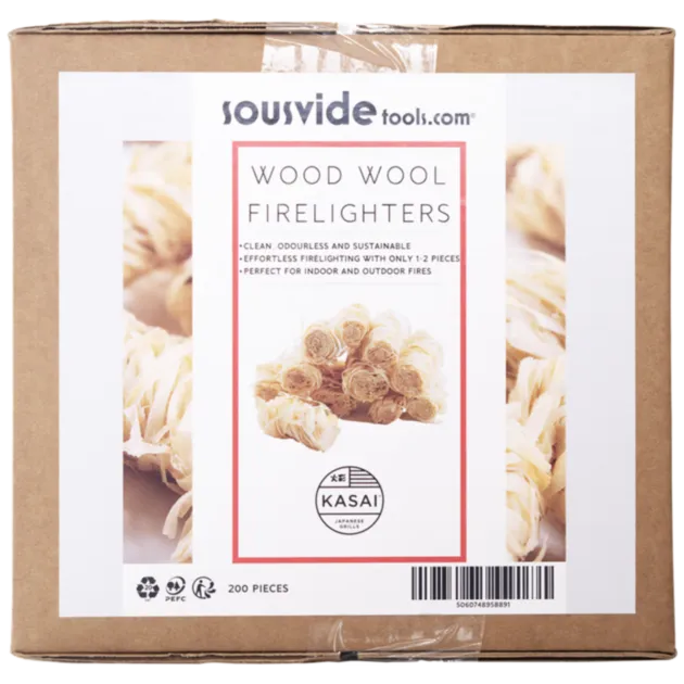 Kasai Wood Wool Firelighters opptenningsull FSC-sertifisert i eske