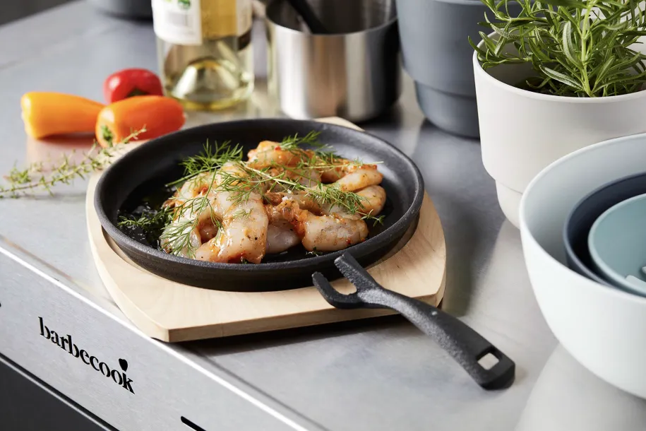 Barbecook grillpanne med bambusunderlag støpejern