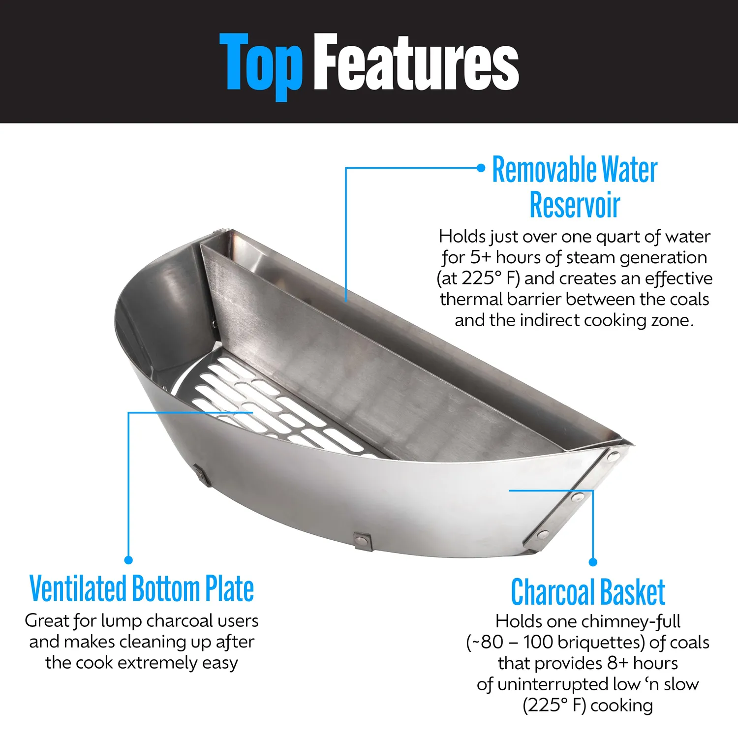 SnS Grills Slow ‘N Sear® Low Profile kullgrillinnsats Weber Summit
