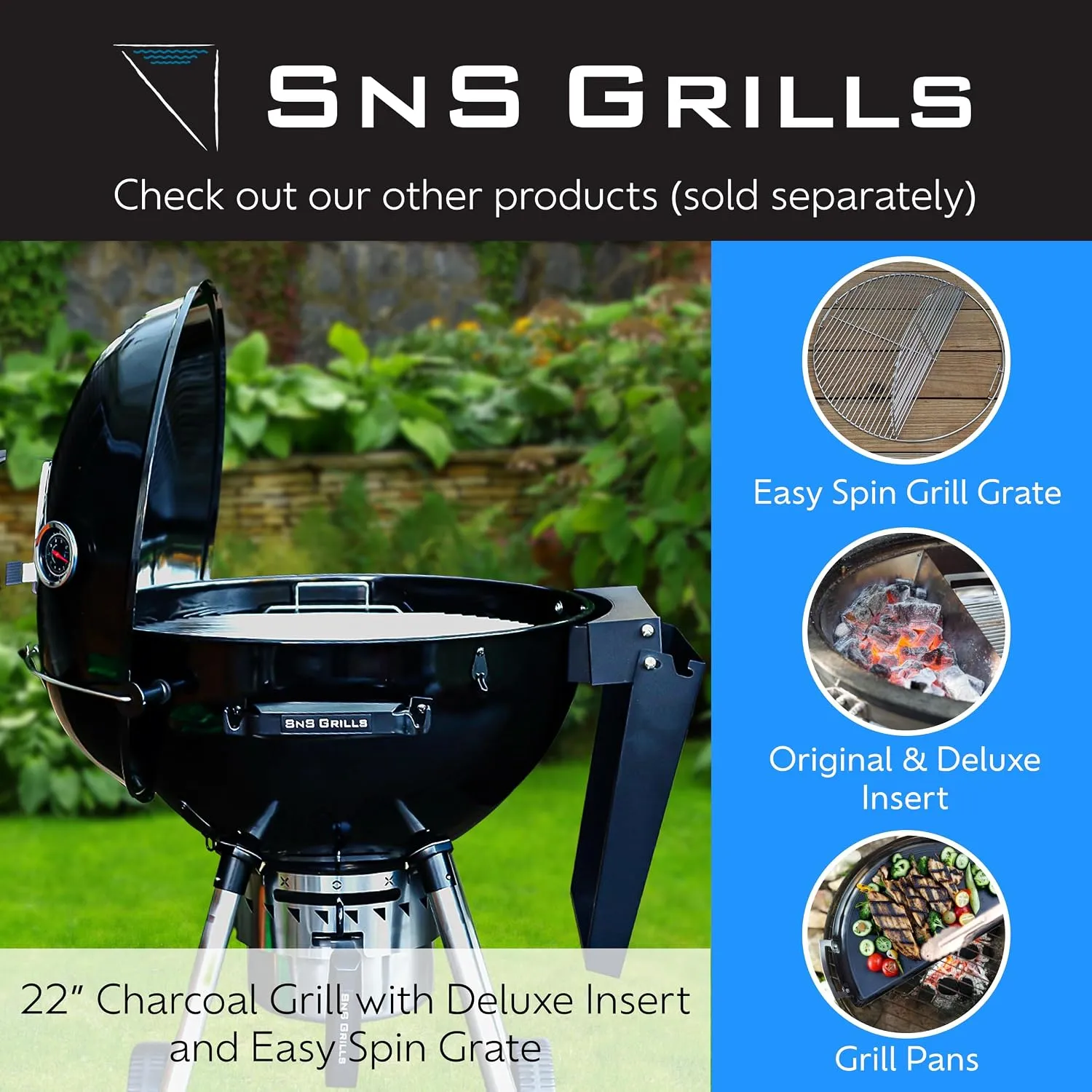 SnS Grills EasySpin 24-tommers grillrist for Weber Summit Kamado