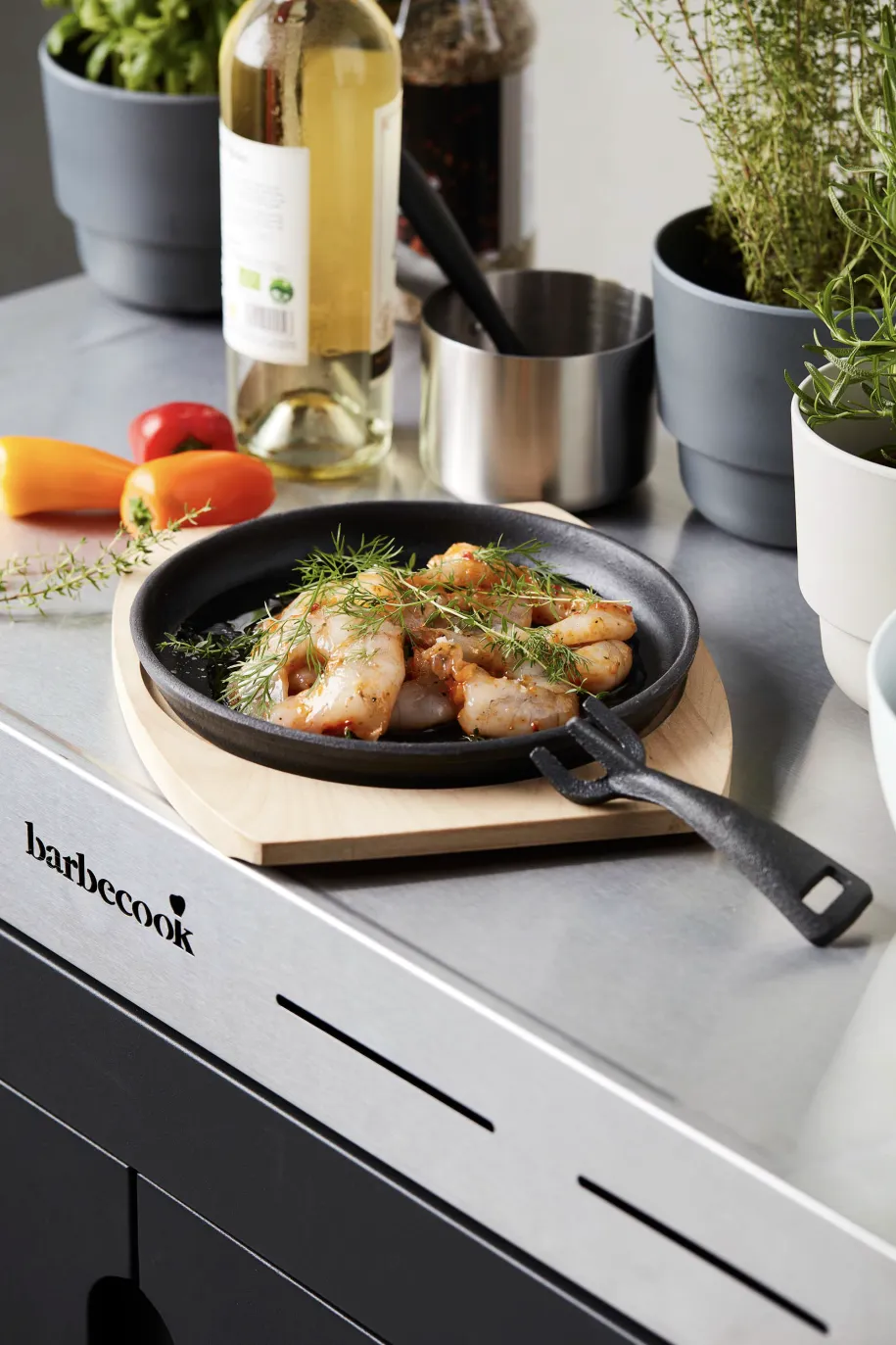 Barbecook grillpanne med bambusunderlag støpejern
