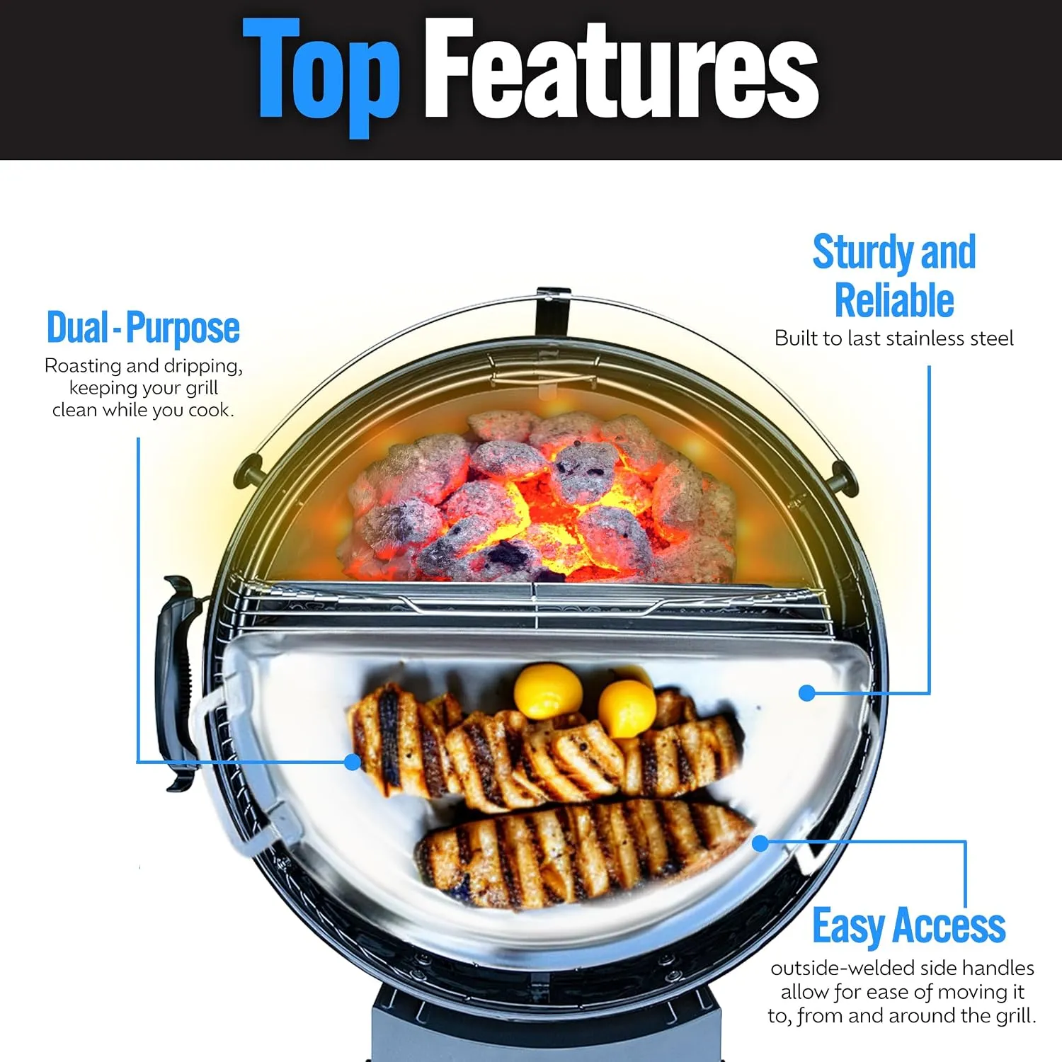 SnS Grills Drip 'N Griddle Pan grillpanne i rustfritt stål