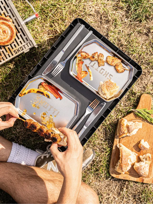 SKOTTI Camping Teller Set campingtallerkener 4 stk rustfritt stål