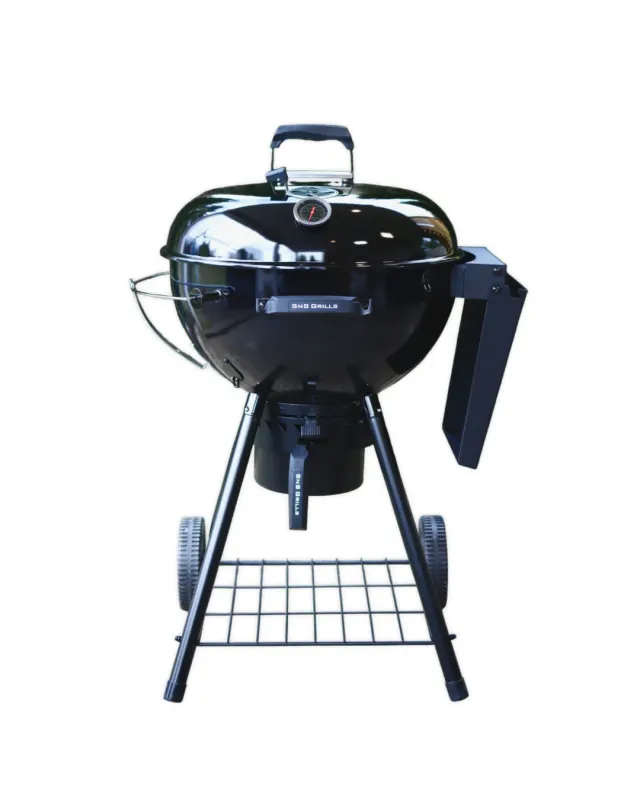 SnS Grills 22 Black Edition Kettle kullgrill med sidehylle