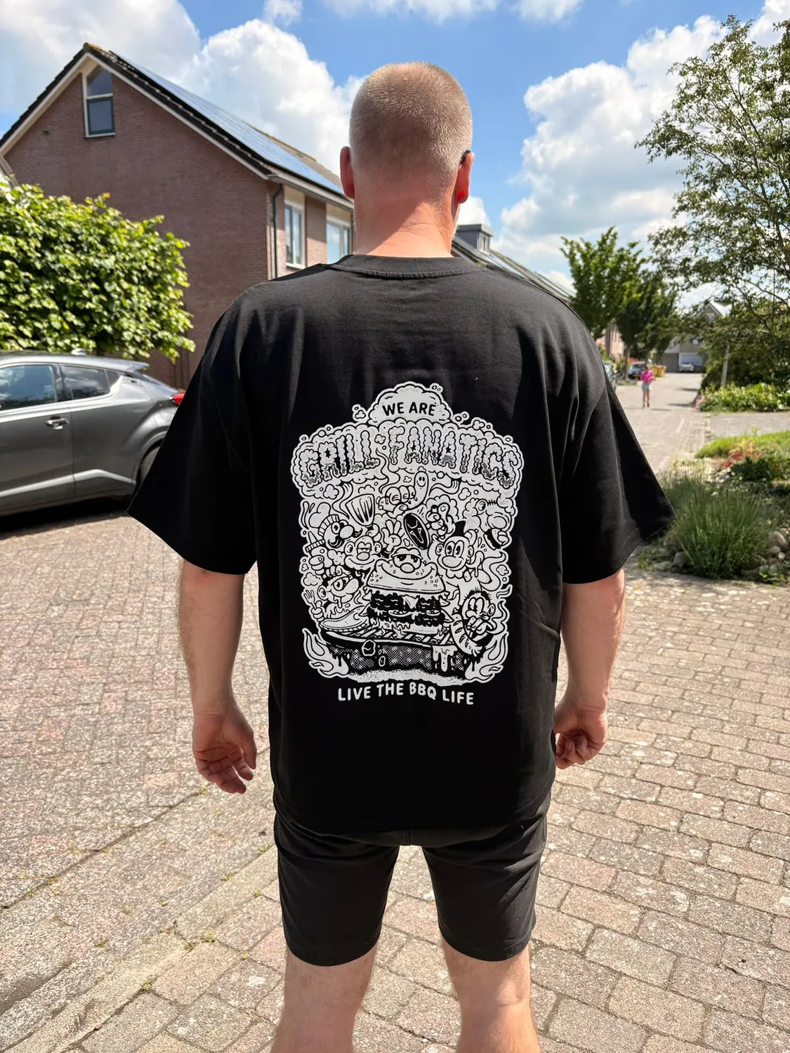 Grill Fanatics loose fit T-skjorte med burgertrykk