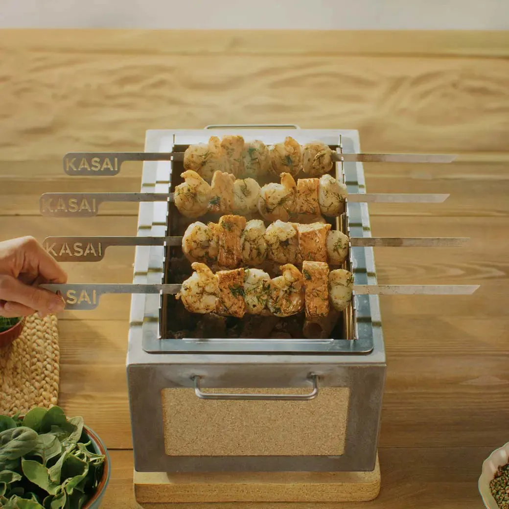 Kasai Konro Stainless Steel Skewers grillspyd 6 stk rustfritt stål