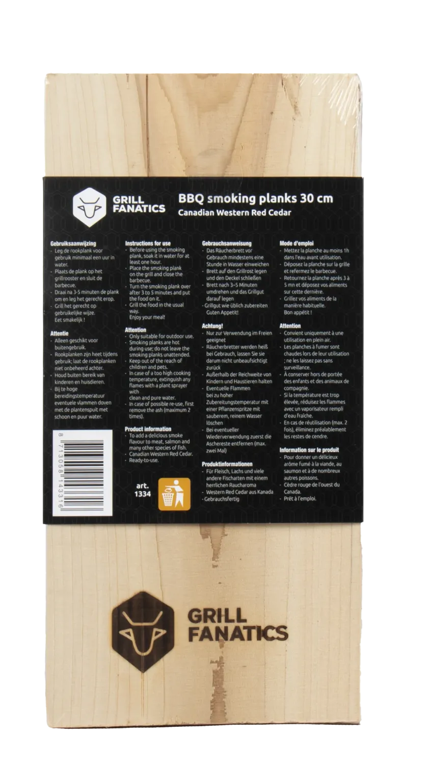 Grill Fanatics BBQ Rookplank røykplanke 30 cm 2 stk sedertre