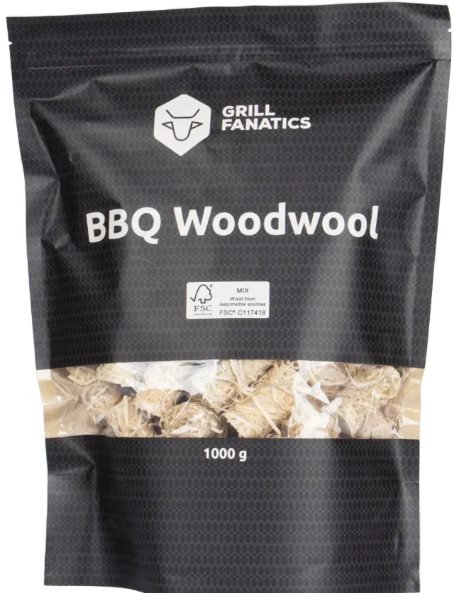Grill Fanatics houtwol opptenningsull 1 kg naturlig