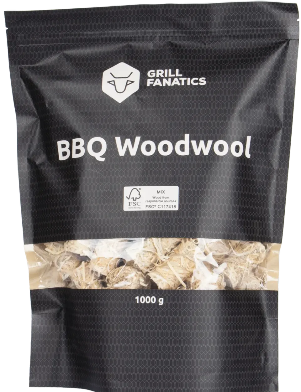 Grill Fanatics houtwol opptenningsull 1 kg naturlig