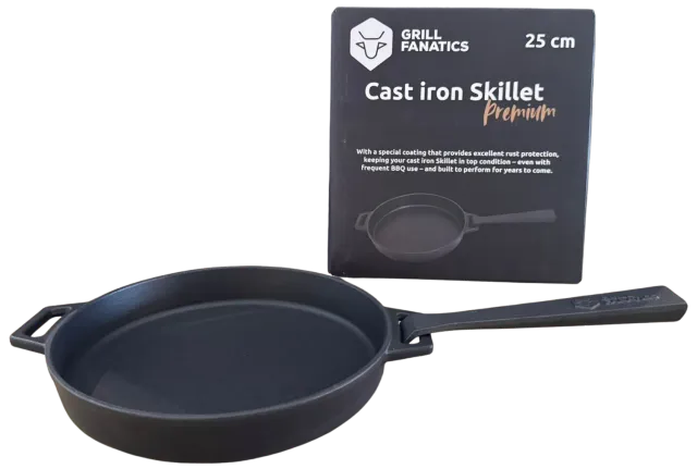 Grill Fanatics Gietijzeren Skillet 25 cm støpejernspanne med avtakbart håndtak
