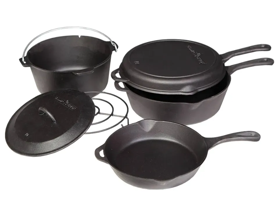 Camp Chef 6-Piece Cast Iron Set støpejernssett 6 deler ferdig innbrent