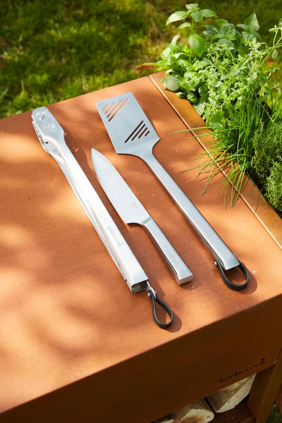 Barbecook Premium grillredskapssett med stekespade, kniv og tang