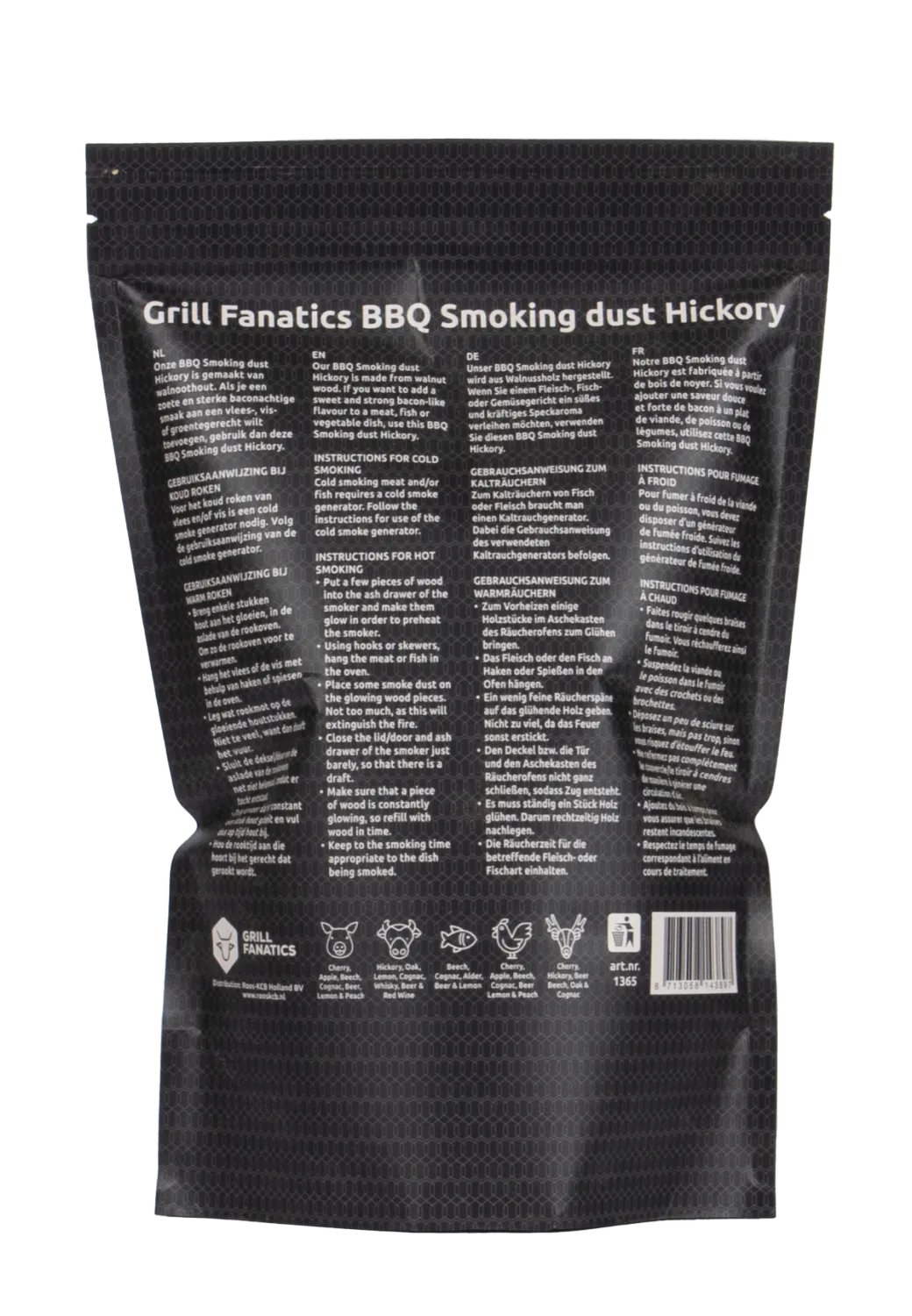 Grill Fanatics BBQ Rookmot hickory røykmel kald røyking