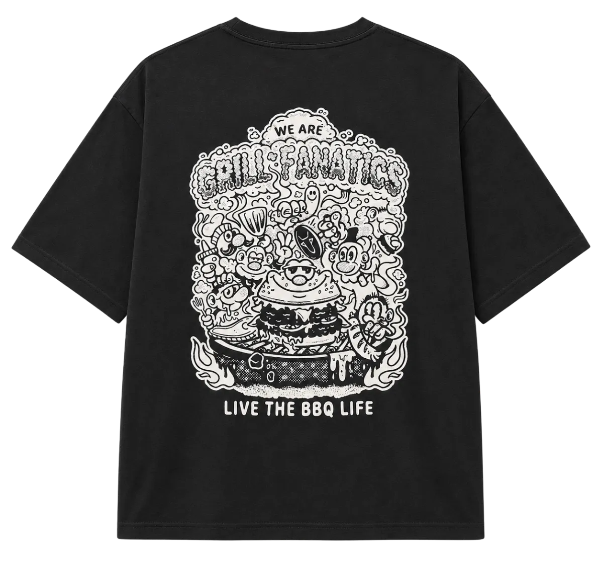 Grill Fanatics loose fit T-skjorte med burgertrykk