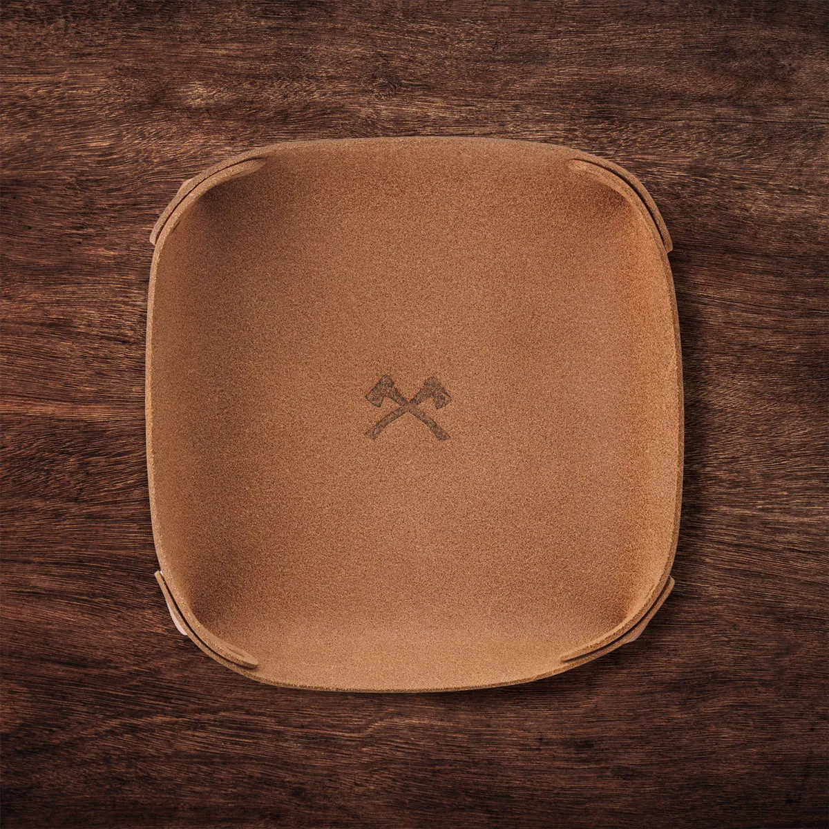 SMOKAI Leather Dump Tray skinnbrett tan 17 × 17 cm